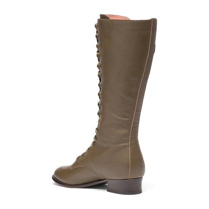 Bessie Vintage Aviator Boots Wide (Olive Green)