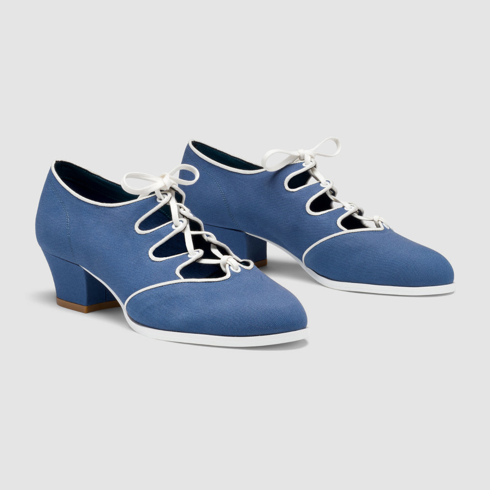 Clementine Vintage Ghillie Shoes (Denim/Ivory)