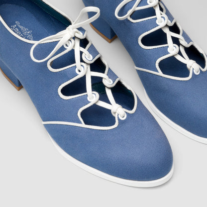Clementine Vintage Ghillie Shoes Wide (Denim/Ivory)