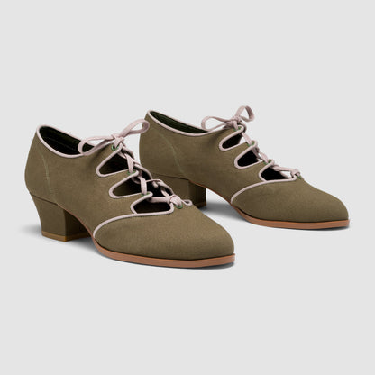Clementine Vintage Ghillie Shoes (Moss Green/Taupe)