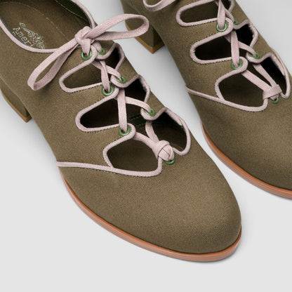 Clementine Vintage Ghillie Shoes (Moss Green/Taupe)