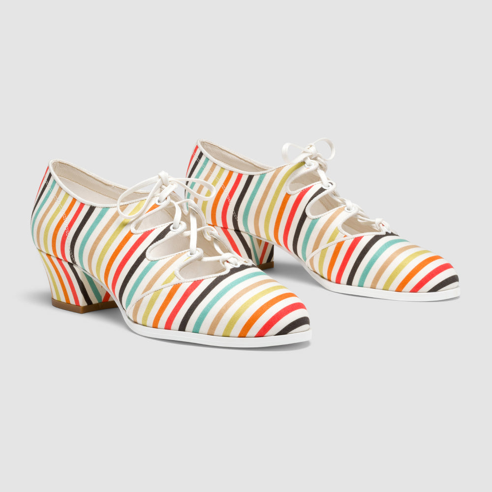 Clementine Vintage Ghillie Shoes Wide (Multi-Stripe)