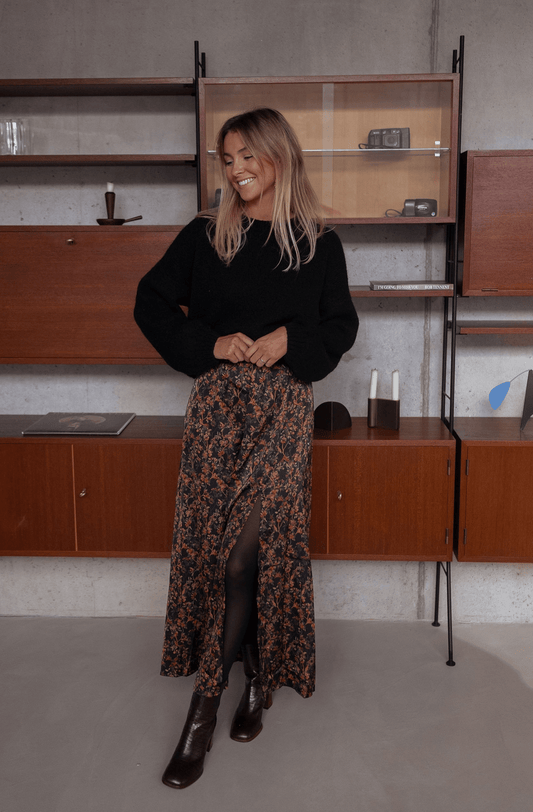 Black Bridget Floral Skirt