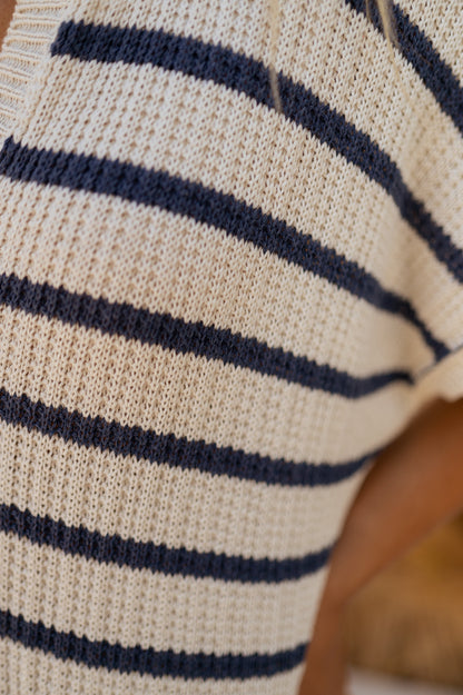 Blue and Ecru Striped Soam Dress