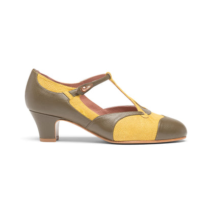 Doris 1920s Pumps (Chartreuse/Olive)