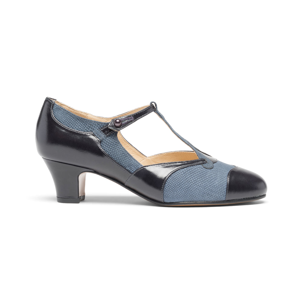 Doris 1920s Pumps Wide (Navy/Black)