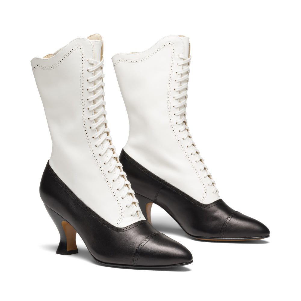 Edith Edwardian Boots (Black/Ivory)