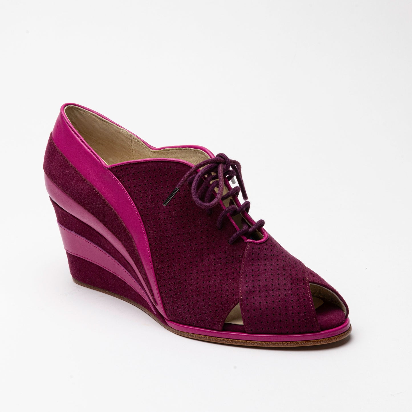 Esme 1930s Wedges (Fuchsia/Wine)