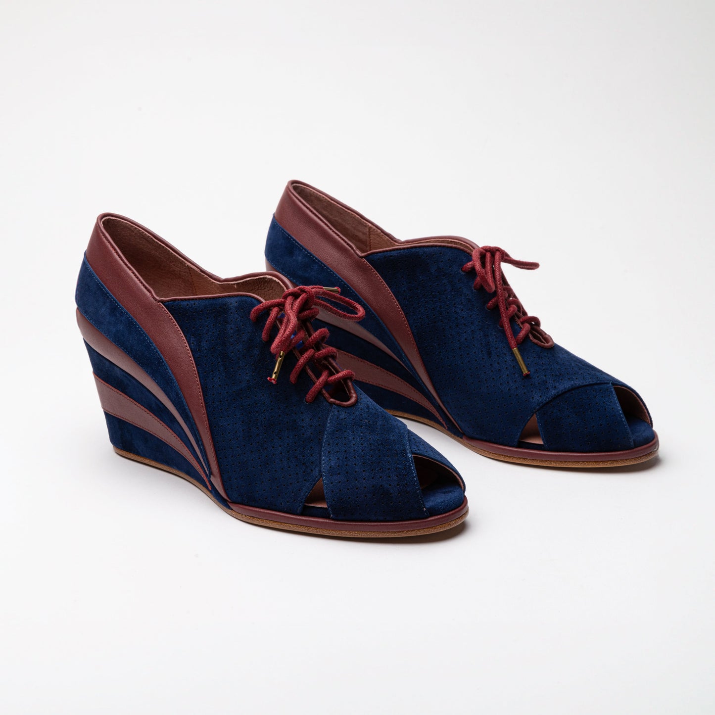 Esme 1930s Wedges (Red/Blue)