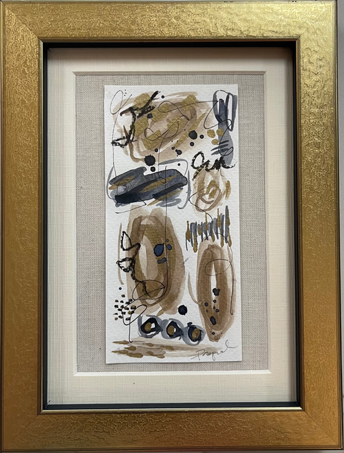 Moody Abstract Watercolor/Gold Frame I