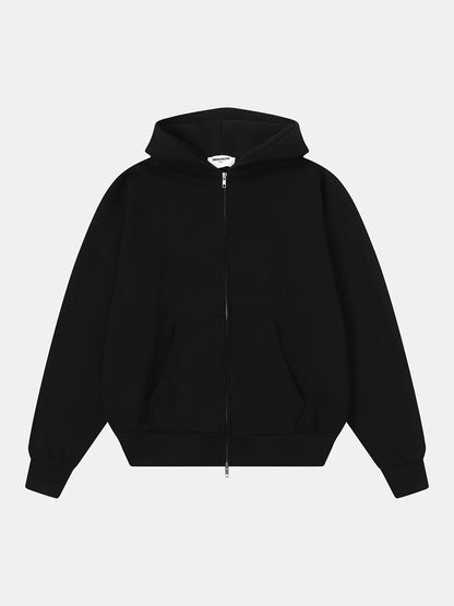 480 GSM TERRY BOX 'BLACK' ZIP-UP HOODIE