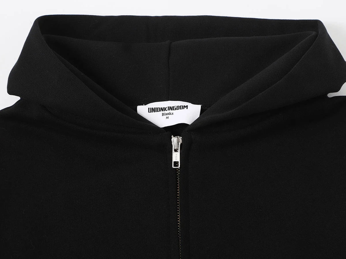 480 GSM TERRY BOX 'BLACK' ZIP-UP HOODIE