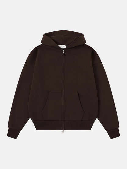 480 GSM TERRY BOX 'COFFEE' ZIP-UP HOODIE