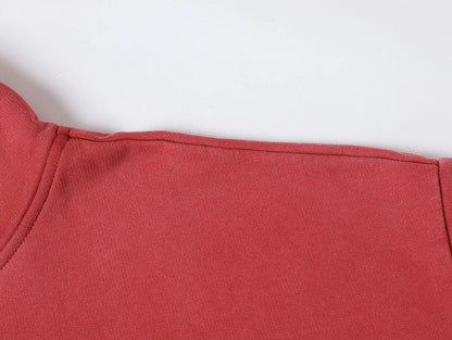 550 GSM CROPPED FIT 'WASHED RED' ZIP-UP HOODIE