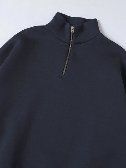 630 GSM BOXY CROPPED FIT QUARTER-ZIP 'STONE COAL' SWEATER