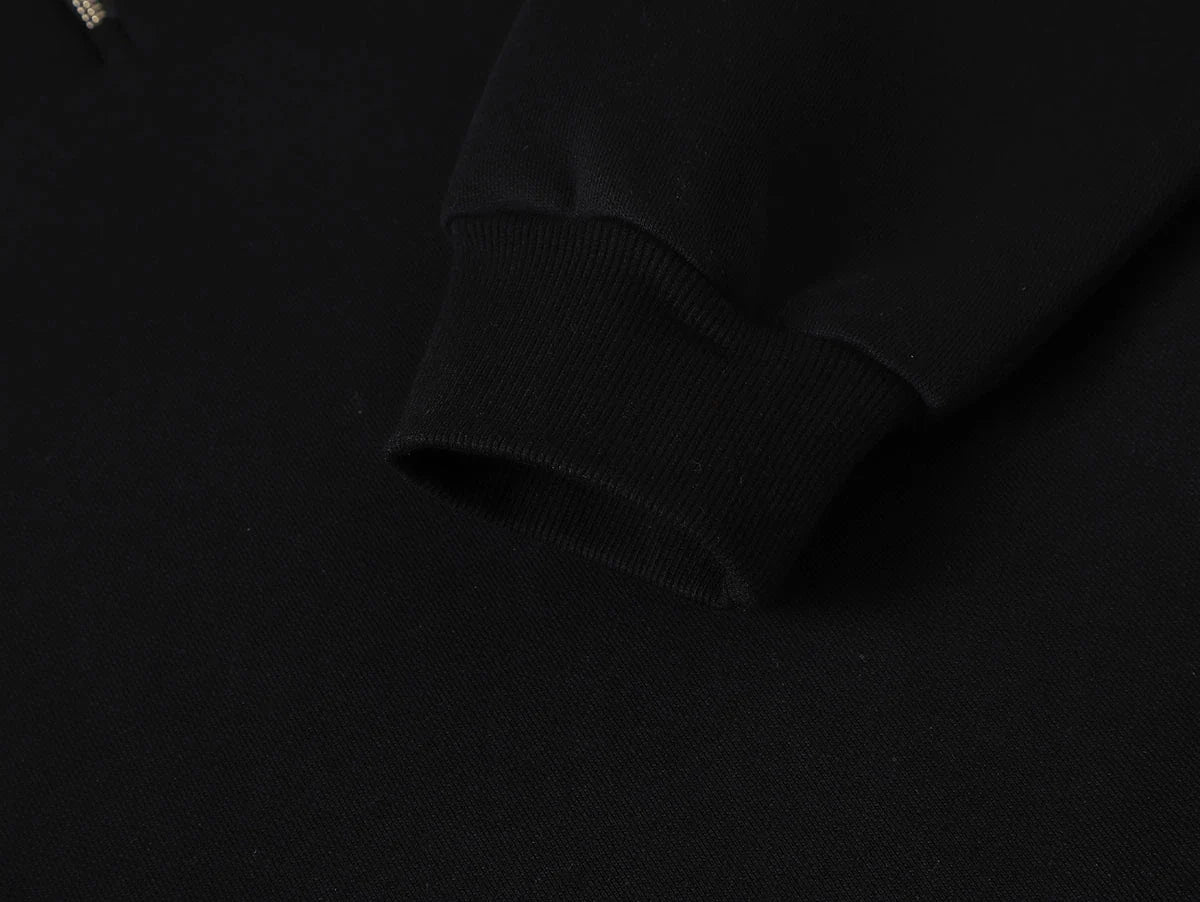 630 GSM BOXY CROPPED FIT QUARTER-ZIP 'BLACK' SWEATER