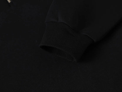630 GSM BOXY CROPPED FIT QUARTER-ZIP 'BLACK' SWEATER