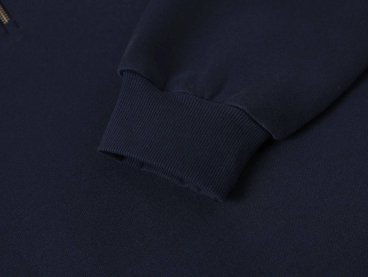 630 GSM BOXY CROPPED FIT QUARTER-ZIP 'NAVY BLUE' SWEATER