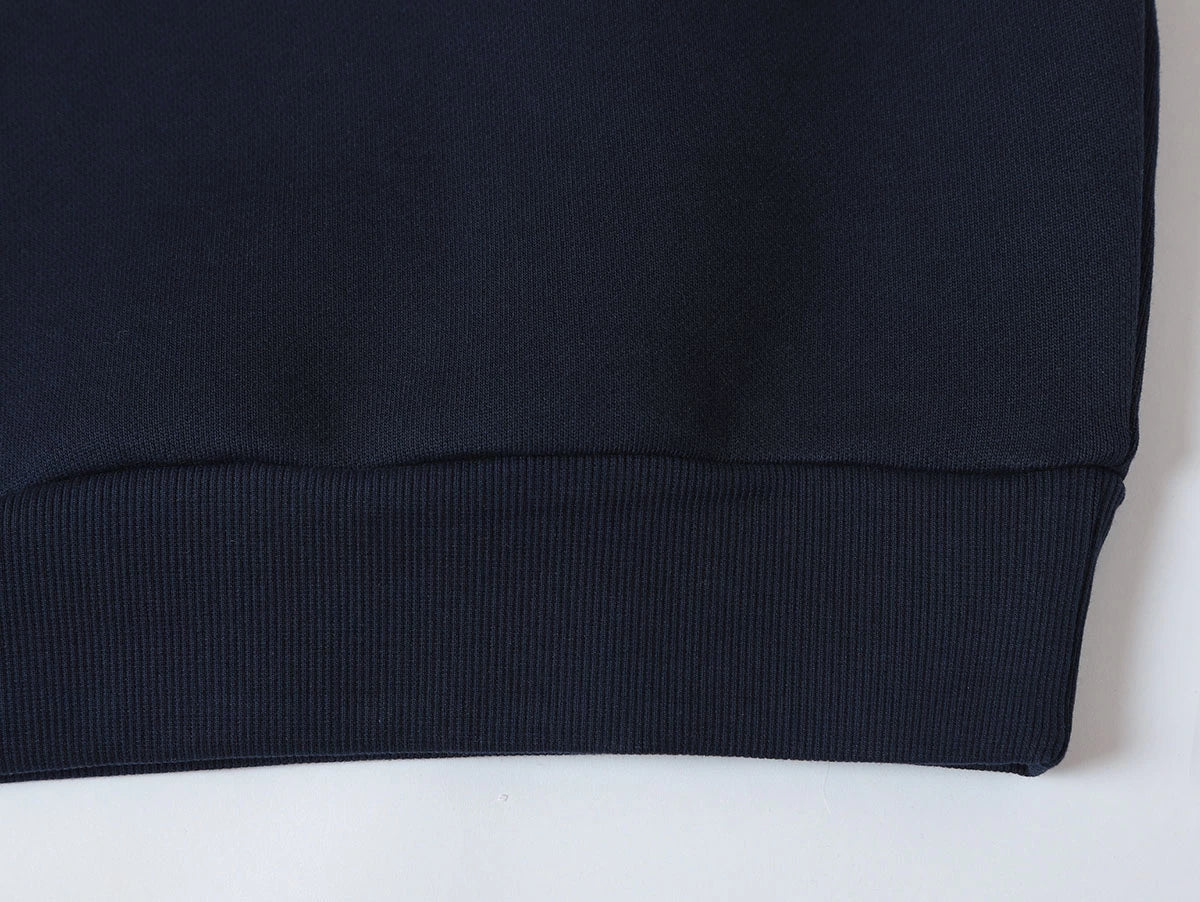 630 GSM BOXY CROPPED FIT QUARTER-ZIP 'NAVY BLUE' SWEATER