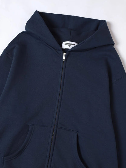 480 GSM FLEECE CROPPED FIT 'NAVY BLUE' ZIP-UP HOODIE
