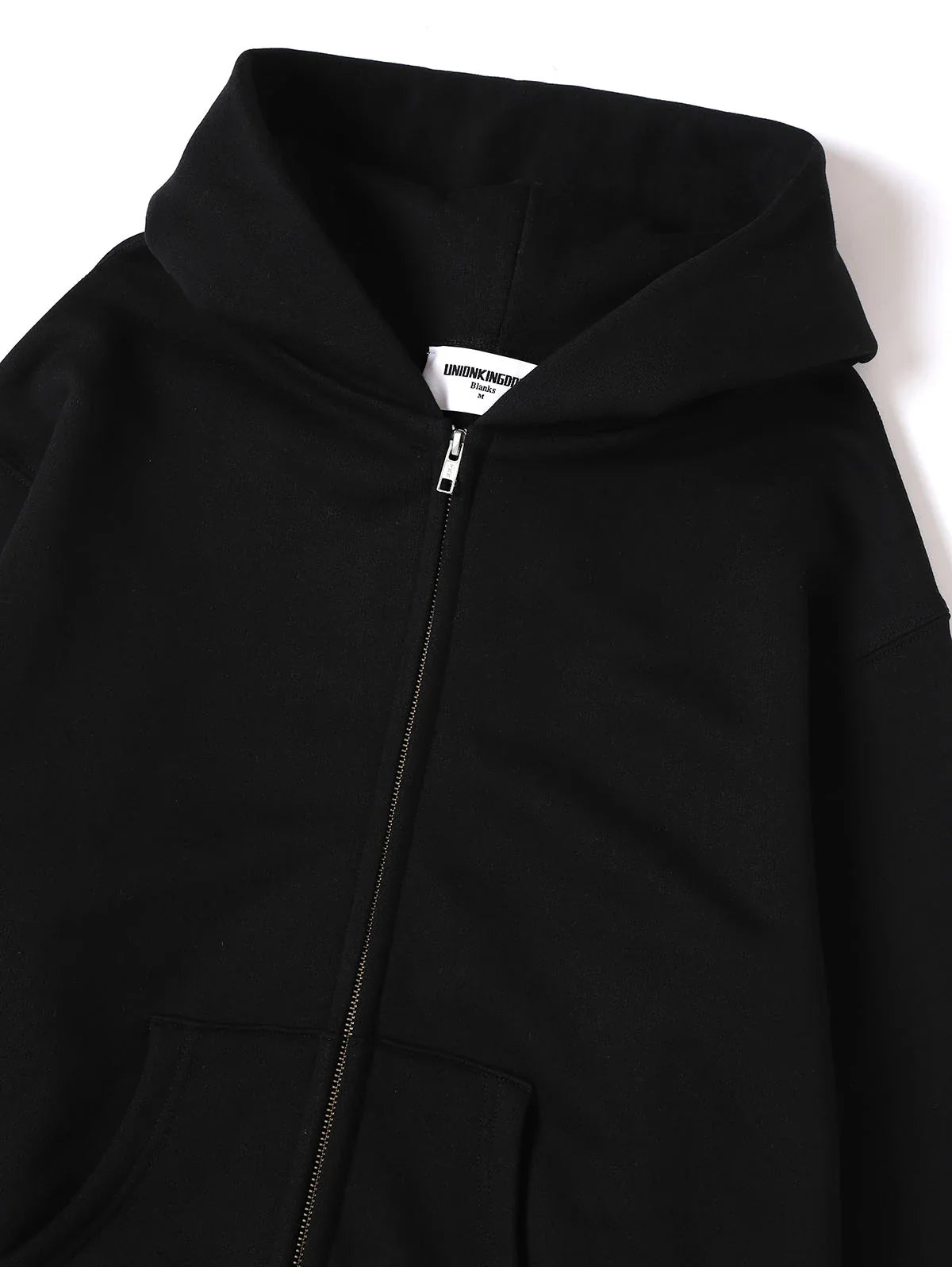 480 GSM FLEECE CROPPED FIT 'BLACK' ZIP-UP HOODIE