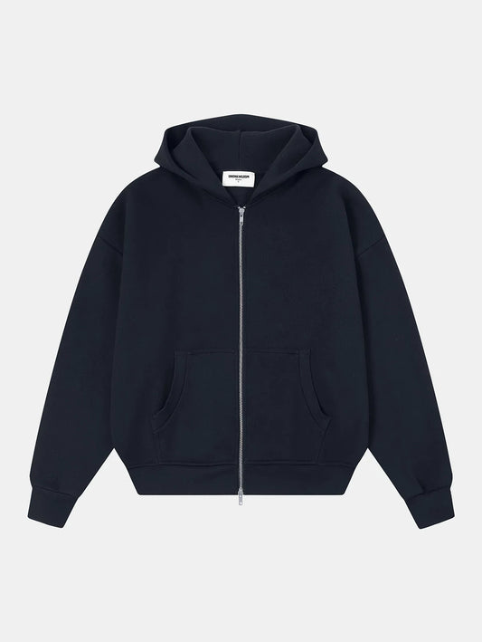 520 GSM BOXY CROPPED FIT 'NAVY BLUE' ZIP-UP HOODIE