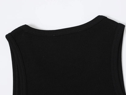 380 GSM WAFFLE WEAVE 'BLACK' TANK