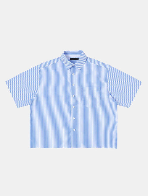 BOXY CROPPED 'BLUE' STRIPED SHIRT