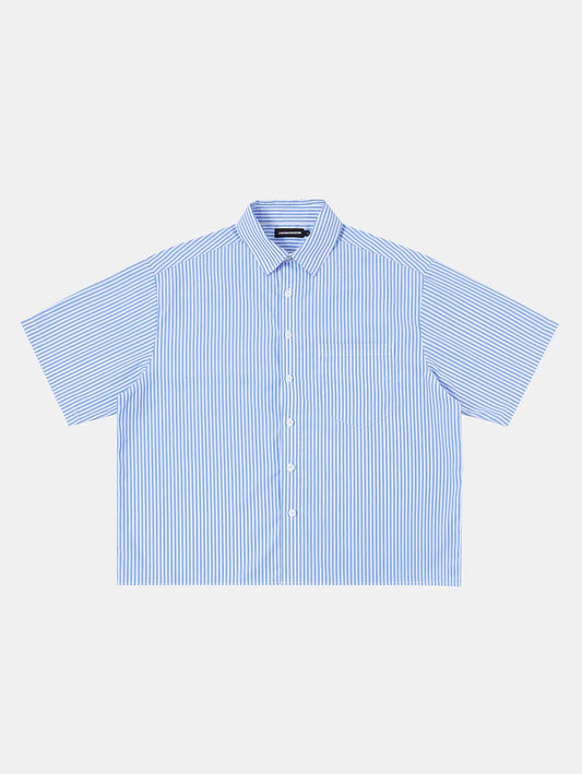 BOXY CROPPED 'BLUE' STRIPED SHIRT