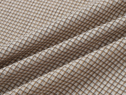 BOXY CROPPED FIT 'BEIGE' PLAID SHIRT