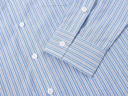 BOXY CROPPED 'BLUE' STRIPED LONG-SLEEVE SHIRT