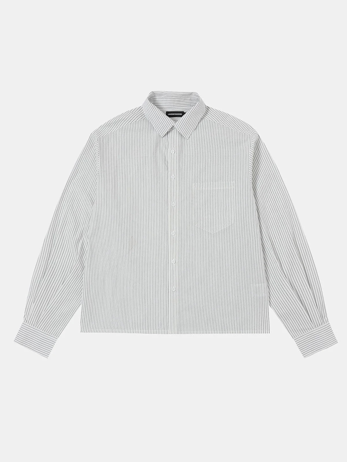 BOXY CROPPED 'WHITE' STRIPED LONG-SLEEVE SHIRT