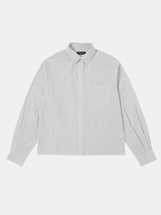 BOXY CROPPED 'WHITE' STRIPED LONG-SLEEVE SHIRT