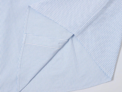 BOXY CROPPED 'PURE BLUE' STRIPED LONG-SLEEVE SHIRT