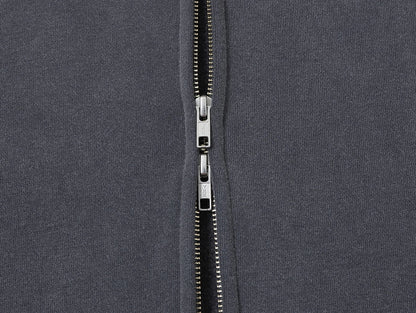 450 GSM BOXY CROPPED FIT 'WASHED GRAY' ZIP-UP HOODIE