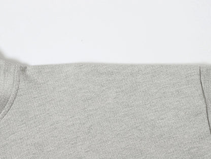 360 GSM 100% COTTON BOXY CROPPED FIT QUARTER-ZIP 'FLOWER GRAY'SWEATSHIRT