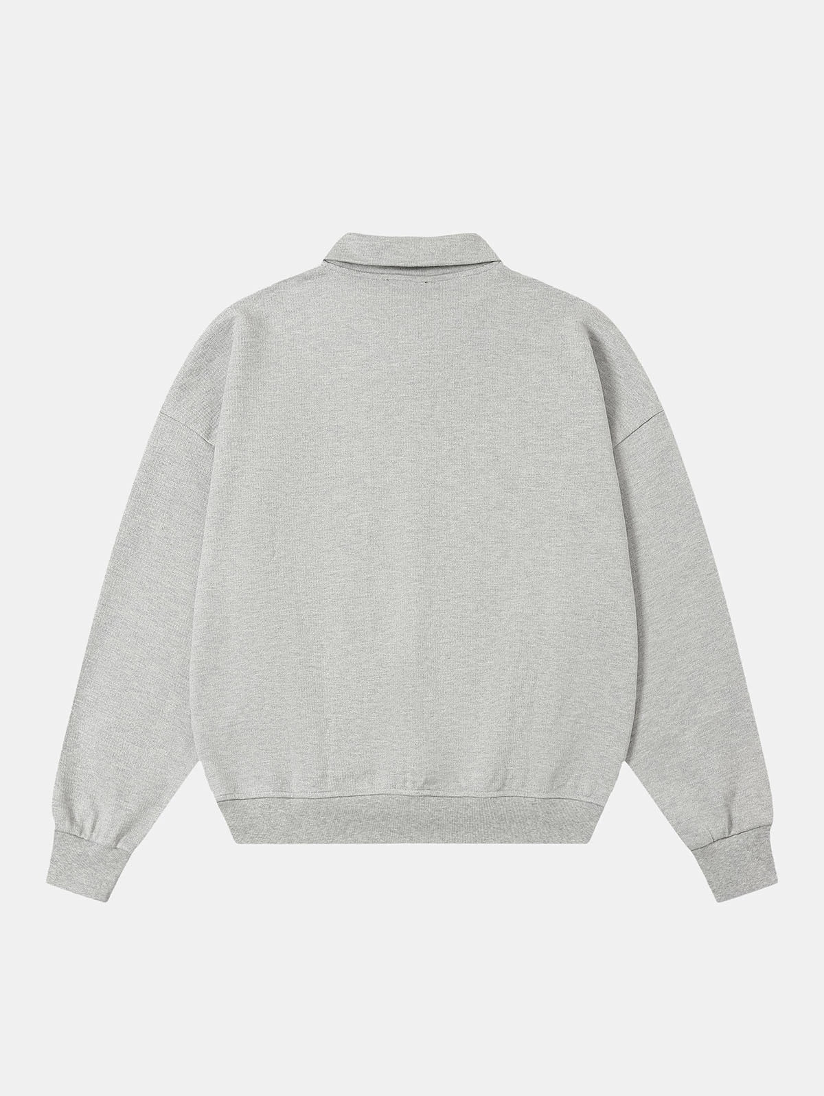 360 GSM 100% COTTON BOXY CROPPED FIT QUARTER-ZIP 'FLOWER GRAY'SWEATSHIRT