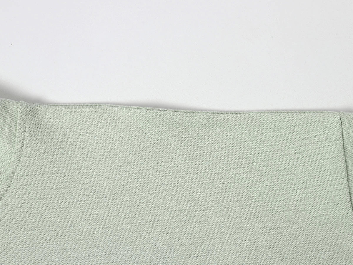 360 GSM 100% COTTON BOXY CROPPED FIT QUARTER-ZIP 'LIGHT GREEN' SWEATSHIRT