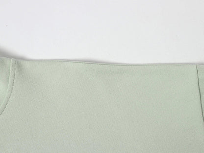 360 GSM 100% COTTON BOXY CROPPED FIT QUARTER-ZIP 'LIGHT GREEN' SWEATSHIRT