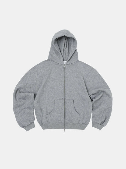 480 GSM FLEECE CROPPED FIT 'FLOWER GRAY' ZIP-UP HOODIE