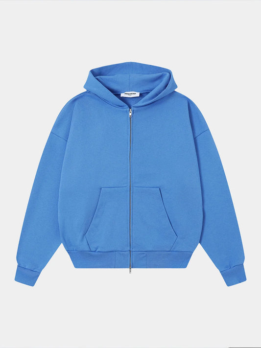 480 GSM TERRY BOX 'BRIGHT BLUE' ZIP-UP HOODIE