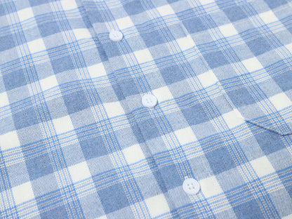 BOXY CROPPED FIT PLAID FLANNEL SHIRT
