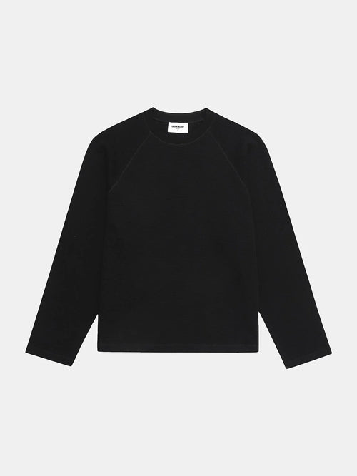 380 GSM WAFFLE WEAVE 'BLACK' LONG SLEEVE