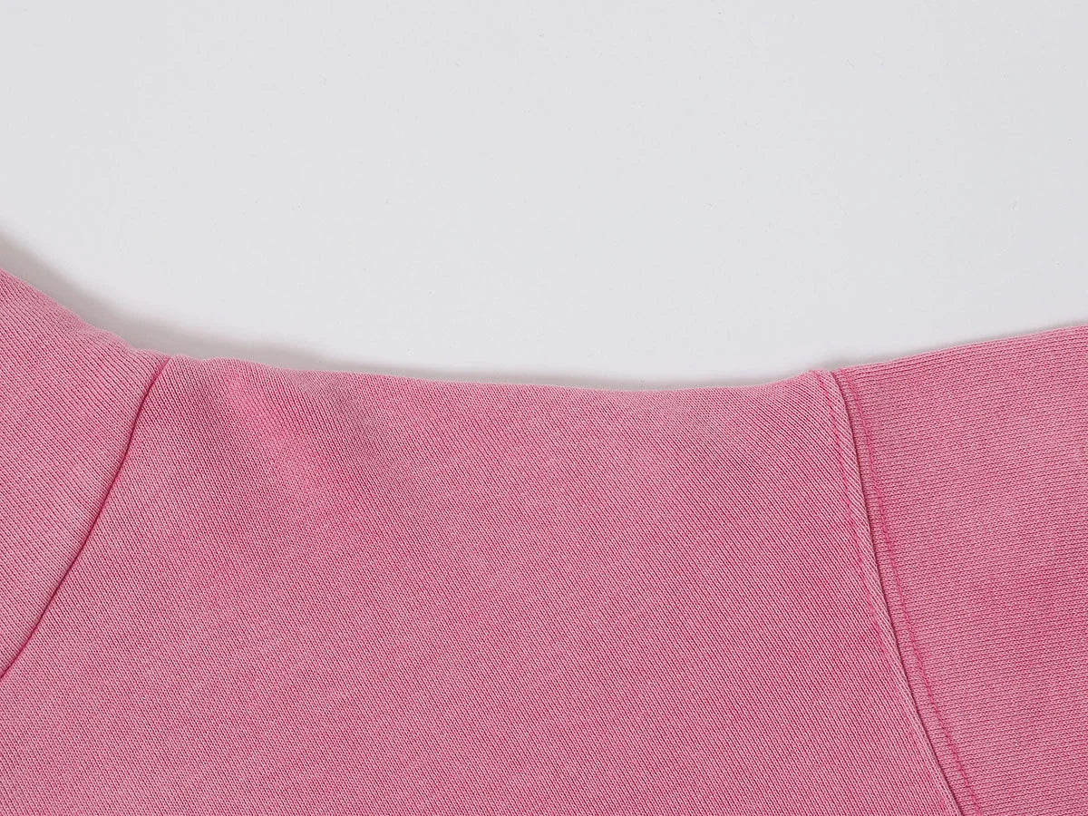 480 GSM BOXY CROPPED FIT 'WASHED PINK' ZIP-UP HOODIE
