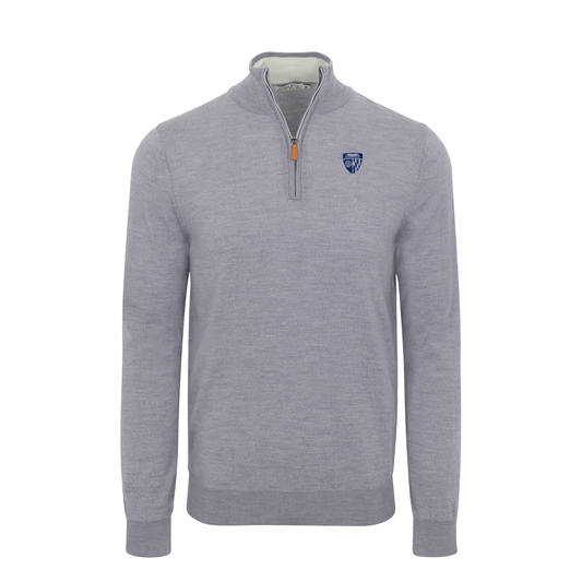Johns Hopkins Grey Melange Cashmere Touch Australian Merino Quarter Zip Sweater