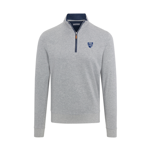Johns Hopkins Heather Cloud Cotton Quarter Zip Pullover Light Grey with Navy Trim