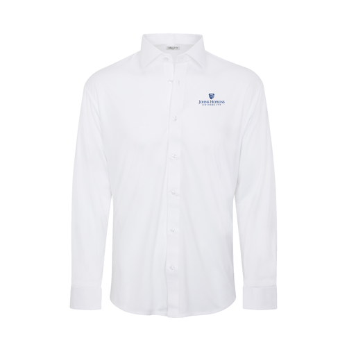 Johns Hopkins Quattro Flex Dress Shirt with Semi-Spread Collar White