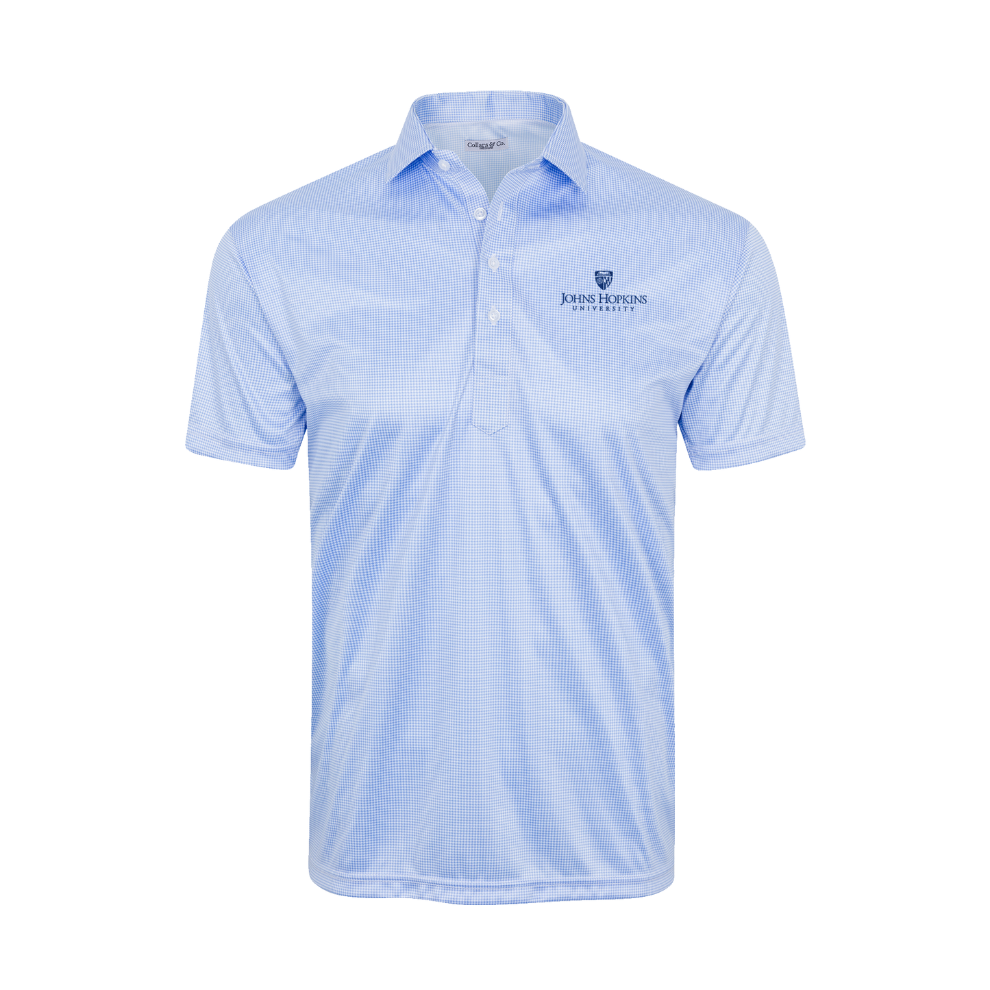 Johns Hopkins Semi-Spread Collar Polo Blue Houndstooth