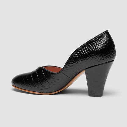 Marilyn Vintage Pumps Wide (Mock Croc Black)