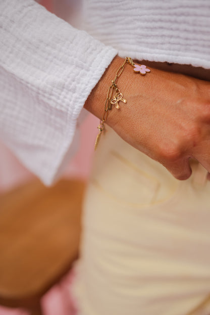 Golden and Pink Flower Pendant